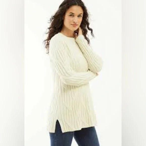 J.Jill Chenille Tunic Cream Sweater Size Petite Medium - Picture 1 of 10